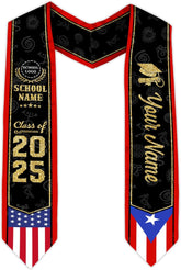 Personalized Puerto Rican Graduation Stole, Puerto Rican Graduation Sash 2025, Puerto Rico Graduation Sash
