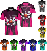 Mostprints Personalized Name Bowling Polo Shirts 3D for Men and Women, Bowling Shirt, Bowling Team