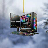 Personalized PC Computer Ornament Christmas, Custom Shape Flat Christmas Ornament for Gamer, Gaming Gamer Christmas Ornament Gift for Boys, PC Game Player Decoration with Custom Name (ON287)
