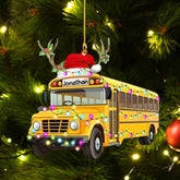 HomeDesign Personalized School Bus Ornament 2022 - School Bus Driver Ornaments Yellow School Bus Driver Gifts, Bus Driver Ornaments, Wheels on The Bus Christmas Hanging Ornament (Style 7)