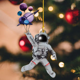Personalized Astronaut Kids Christmas Ornament Custom Name Astronaut Christmas Tree Wood Plastic Ornament Ornament for Christmas Tree Xmas Home Decoration Gifts for Boys Children Space (ATN1)