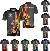 MoonArt Personalized Billiard Polo Shirts, Billiards Shirts for Men, Pool Shirts, 3D Billiards 8 Ball Pool, Billiard Team