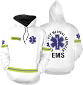 Leeprints Personalized EMT Hoodie EMS Sweatshirt Custom EMS Zip Hoodie Paramedic Uniform Emergency Medical Technician Shirts