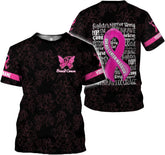 Podagree Personalized Breast Cancer 3D Shirt, Pink Ribbon Awareness T-Shirt, Survivor Pride Tshirt Breast Cancer Shirt