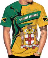 Mostprints Personalized Jamaica Shirt 3D, Custom Jamaica Flag Lion Shirt for Men and Women, Jamaican Pride T-Shirt Unisex