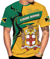 Ligthuy Personalized Jamaica Shirt 3D, Custom Jamaica Flag Lion Shirt for Men and Women, Jamaican Pride T-Shirt Unisex