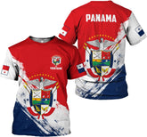 Custom Panama Shirts for Men 3D Panama Coat of Arms Shirts Panamanian Flag Pride Shirts Panama Hombres Camisa Men Women