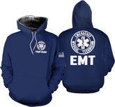 Leeprints Personalized EMT Hoodie EMS Sweatshirt Custom EMS Zip Hoodie Paramedic Uniform Emergency Medical Technician Shirts