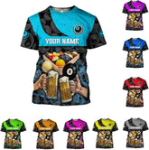 AOVL Personalized Billiard Shirts 3D Billiard Shirt Custom Billiard Flag Shirt Men's Pool Billiards Shirt 8 Ball Men Women