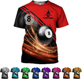 AOVL Personalized Billiard Shirts 3D Billiard Shirt Custom Billiard Flag Shirt Men's Pool Billiards Shirt 8 Ball Men Women
