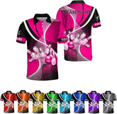 Ligthuy Personalized Name Bowling Polo Shirts 3D for Men and Women, Bowling Shirt, Bowling Shirts for Men Team Bowling Shirt