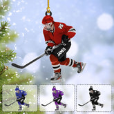 Artparel Personalized Hockey Christmas Ornament, Hockey Skates Helmet and Stick, Hockey Player Ornament, Hockey Ornament (Hockey 12)