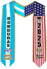 Pretyprints Honduran Graduation Sash, Custom Honduran American Flag Graduation Sash 2025, Honduras Graduation Stole