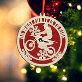 MAPrints Personalized Name Motorcycle 2 Layered Wooden Ornament, Motorcycle Christmas Wood Ornament, Biker Gifts, Motorcycle Gifts, Motorcycle Home Decor Ornaments for Motorcycle Lovers (Style 15)