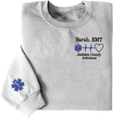 Intenprints Personalized EMS EMT Embroidered Sweatshirt, Custom EMS EMT Paramedic Uniform Emergency Medical Technician Shirts