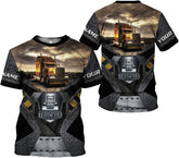 MoonArt Personalized Name Trucker Shirts for Men 3D, Unisex American Trucker T Shirt for Driver, Size for Men and Women S-5XL