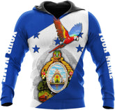 Vybonz Personalized Honduras APO Hoodie, Honduras Pride Honduras Flag 3D Zip Hoodie Sweatshirt Tshirt Men and Women