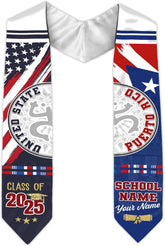 Personalized Puerto Rican Graduation Stole, Puerto Rican Graduation Sash 2025, Puerto Rico Graduation Sash