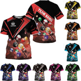Pretyprints Personalized 3D Billiard Shirt Custom Name Men Women Team Apparel Pool 8 Ball Flag Tshirt Billiards Shirts Gift