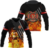 Vybonz Personalized Firefighter Hoodie Zip Custom Name Fire Man Firefighter Gift Sweatshirt 3D Unisex Shirt for Men Women