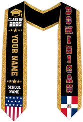 Pretyprints Custom Dominican Sash Graduation, Dominicans Flag Graduation Sash 2025, Dominican Republic Graduation Stole