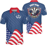 Custom Darts Polo Shirts for Men Women Personalized Team Jersey with Name Funny Game Eagle Flag Gifts 3D Dart Lover Sport