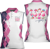 Podagree Personalized Golf Shirts for Women Sleeveless with Collar, Funny Golf Shirts for Women Ladies Sleeveless Golf Shirt