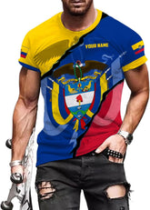 Mostprints Personalized Colombia Shirt 3D, Custom Colombia Flag Shirts for Men Women, Colombian Pride T-Shirt, Unisex Shirt