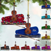MoonArt Personalized Musical Instruments Ornament, Violin Ornament Custom Names Wood Violin Ornaments for Christmas Tree Hanging Ornament Pine Tree Decorations for Kid Couple Friends Family (VL9)