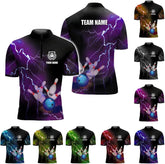 Rivelus Personalized Bowling Jersey 3D, Bowling Shirts for Team, Bowling Shirt Unisex for Men Women, Bowling Polo Shirts