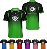 Personalized 8 Ball Polo Shirt, Billiard Shirt Custom Billiard Player 3D Print Shirts for Men Women Teams Pool (Polyester, PL27)
