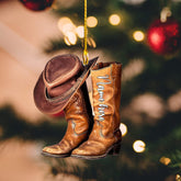 Personalized Boots and Hat Cowboy Christmas Ornament, Horse Light Ornament, Horse Christmas Ornament, Christmas Horse Ornament, Horse Ornaments for Christmas Tree Gift for Horse Lover (CB4) (1, HL8)