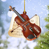MoonArt Personalized Musical Instruments Ornament, Violin Ornament Custom Names Wood Violin Ornaments for Christmas Tree Hanging Ornament Pine Tree Decorations for Kid Couple Friends Family (VOL5)