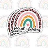 3PCS Social Worker Rainbow 3" Sticker, Colorful Mental Health Support Vinyl Decal Waterproof for Laptop, Water Bottle, Notebook, Desk – Gift for Social Workers, Counselors