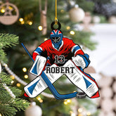 Personalized Hockey Ornaments for Xmas 2022, Hockey Ornament, Helmet and Gloves Wood Hockey Ornament, Hockey Christmas Ornament, Gift for Hockey Lovers, Christmas Pine Tree Hanging Decor Wood Ornament