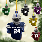 Personalized Name Football Ornaments 2024, Customized Football Christmas Ornaments Wood, Acrylic Ornament Christmas Tree Hanging Ornament Pine Tree Decorations for Kid Couple Friends Family