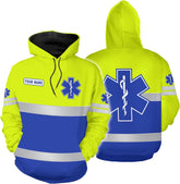 Leeprints Personalized EMT Hoodie EMS Sweatshirt Custom EMS Zip Hoodie Paramedic Uniform Emergency Medical Technician Shirts