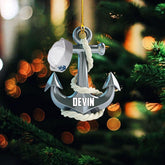 RoyalBro Personalized Sailor Christmas Ornaments, Custom Sailor Uniform Ornament, Sailboat Ornament Anchor Sailing Ornament Sailboat Ornament, Gift for Sailor Hanging Tree Decor (S3)
