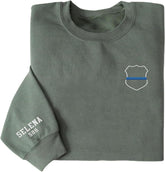 Police Personalized Embroidered Sweatshirt, Thin Blue Line Flag Embroidered Hoodie For Police Gift Love Police Officer Shirt