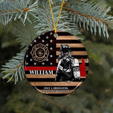 Tinoshop Personalized Firefighter Christmas Ornaments Fire Department Gifts Thin Red Line Ceramic Ornaments Hanging Christmas Decorations Firefighter Gifts Fireman's Helmet Uniform Fire Hydrant ON438