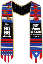 Personalized Puerto Rican Graduation Stole, Puerto Rican Graduation Sash 2025, Puerto Rico Graduation Sash