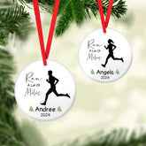 Personalized Running Ornament, Half Marathon Runner Ornament, Cross Country Christmas Ornament, Track and Field Christmas Ornaments for Runners Girl Shoes Ornament Gift for Athletes Running Man (RN20)