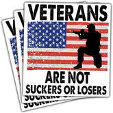 (3 Pcs) Veterans are Not Suckers Or Losers Sticker, Funny Political Sticker Adult Humor Anti Trump Bumper Stickers - Stickers for Laptop Water Bottle Phone Car Window Helmet Vinyl Stickers 3 Inches