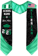 Pretyprints Custom Nigerian Graduation Sash Nigeria Graduation Stole Personalized Nigerian American Flag Graduation Sash 2025