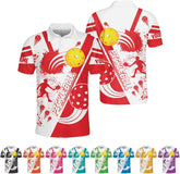 MoonArt Personalized 3D Pickleball Polo Shirt for Teams Custom Name Sport Fit Clothing Ideal Gift for Pickleball Players