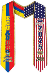 Pretyprints Ecuador Graduation Stole, Ecuadorians American Flag Graduation Sash 2025, Ecuadorians Graduation Sash