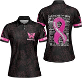 Podagree Personalized Breast Cancer 3D Polo Shirt, Pink Ribbon Awareness Polo, Survivor Pride Shirt Breast Cancer Tshirt