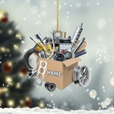 Personalized Mechanic Tools Flat Ornaments, Custom Mica Flat Plastic Mechanic Ornaments for Christmas Tree, Mechanic Worker Lover, Gift Ornament Christmas Tree Hanging Pine Decoration (Style 16)