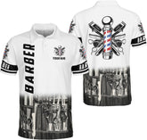Woseprints Personalized Polo Shirts, Barber Shop Gifts for Men for Barbers