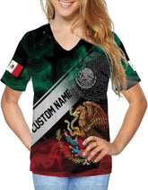 Mostefy Personalized Mexican Shirts for Women Vneck 3D, Customized Mexico Shirts for Women, Mexico Shirt, Mexican Shirt